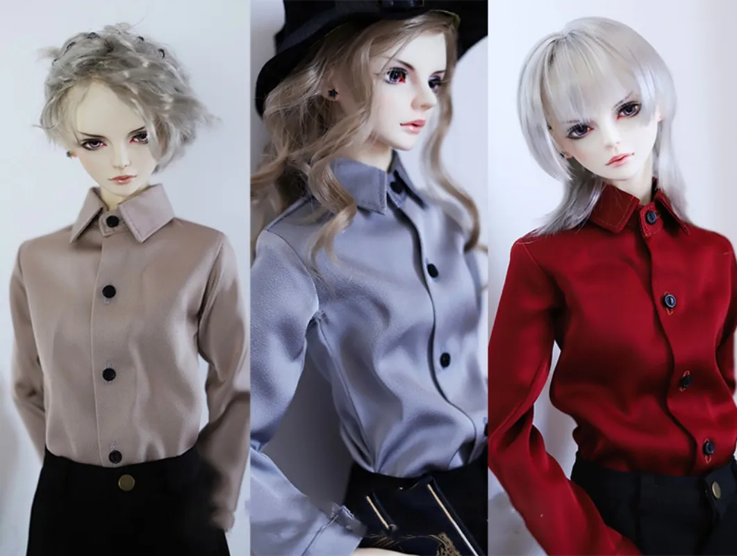 BJD doll clothes is suitable for 1/3 1/4 size professional versatile shirt long sleeve satin top 3 color in doll accessories