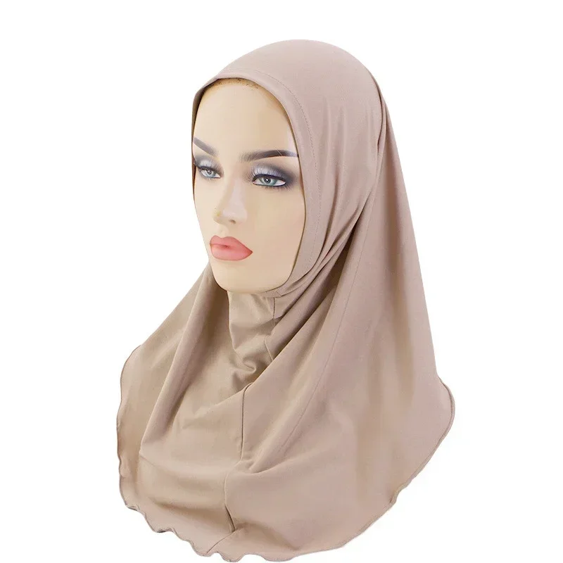 ธรรมดา Hijab Headscarf ผู้หญิง Ramadan สําหรับผู้หญิงมุสลิม Instant Hijab One Piece Amira Shawl แถบคาดศีรษะ Khimar ผ้าพันคอ Femme Mujer