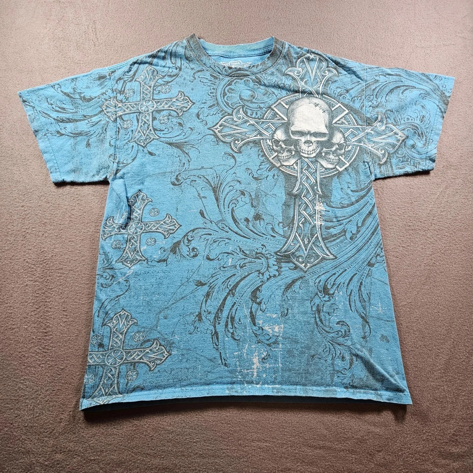 

Elite MMA Fighter Винтажная футболка для мужчин Y2K Стиль Череп Крест Принт Уличная одежда Essential Cotton Blend Crew Tee Тренажерный зал Повседневная одежда