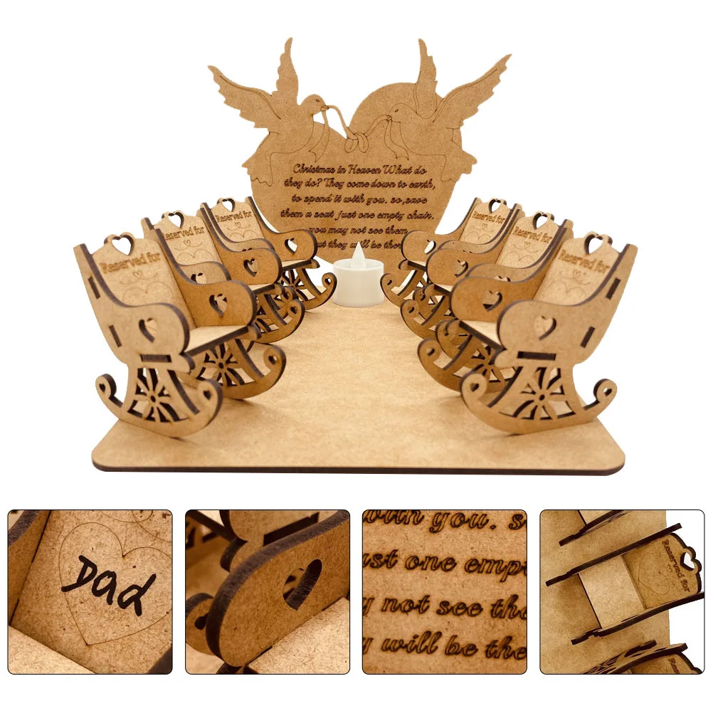 

1Pcs Xmas Wooden Chair Decor DIY Christmas Memorial Desktop Ornament Wood Craft Festival Adornment Xmas Chair Ornament