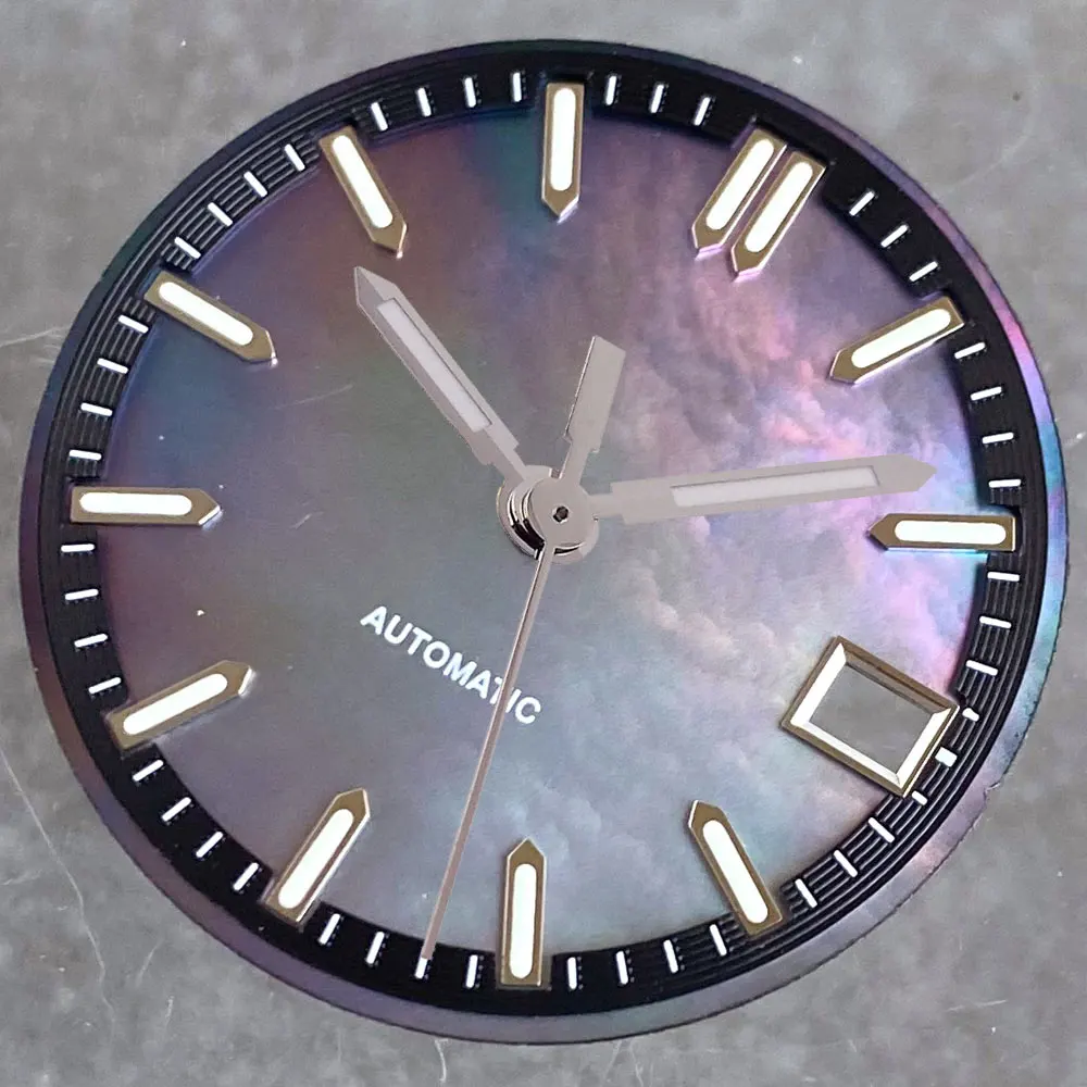 29mm Watch part MOP Mother of Pearl Dial blue/black/red/white Hight Quality Fit SEIK0 NH35 NH36A movement Green Luminous