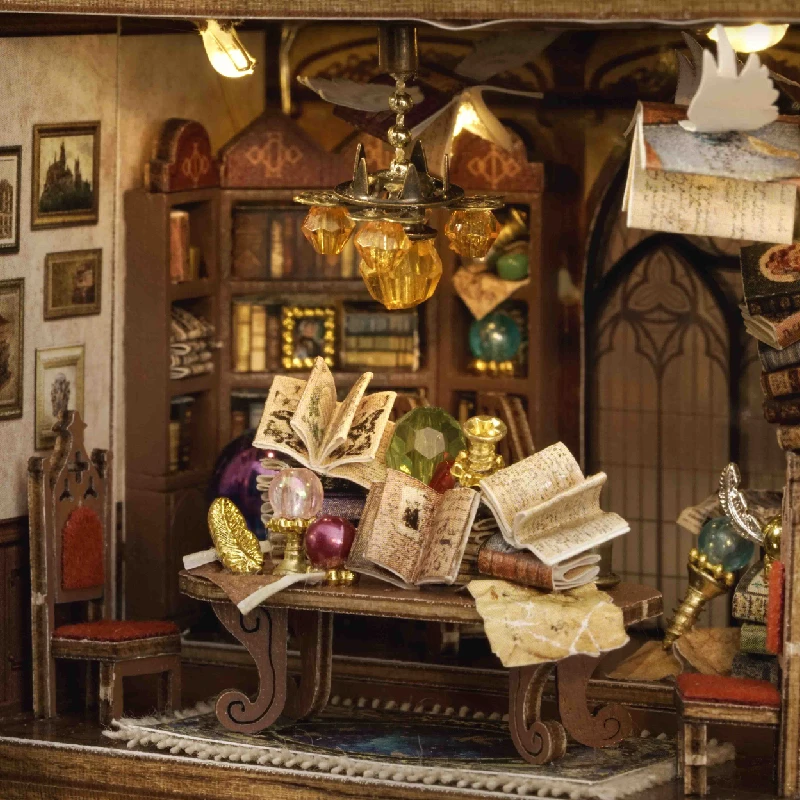 Holz Miniatur Puppenhaus 3D Puzzle Montage Gebäude Modell Kit Kleine Zimmer Spielzeug Hause Mit Möbel Beleuchtung Holz Handwerk Geschenk – Detail 20