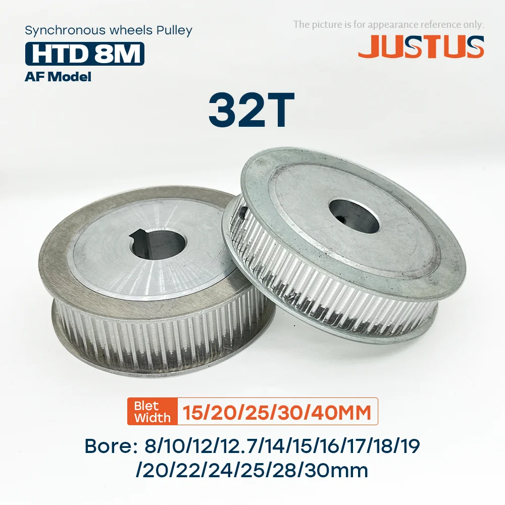 32 Teeth HTD 8M Synchronous Wheels Pulley Bore 8-30mm Slot Width 16/21/27/32/42 MM For 15/20/25/30/40mm 8M Timing Belt
