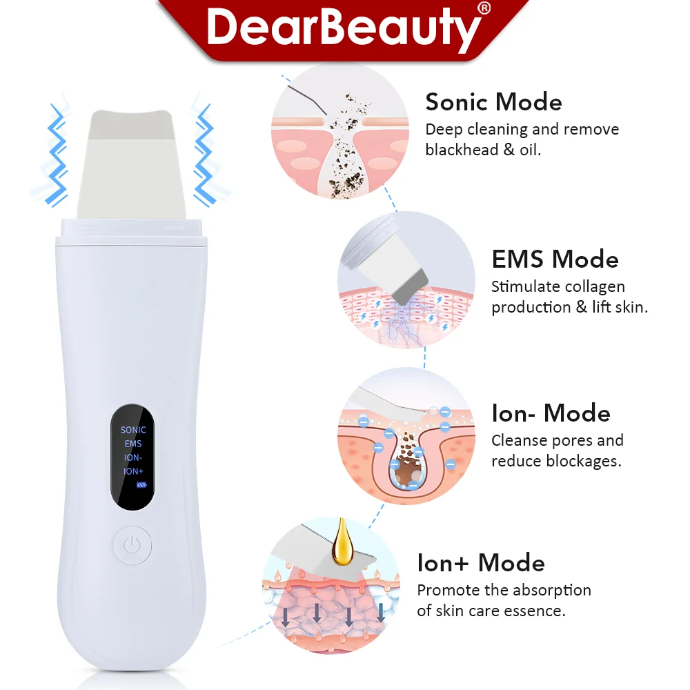 Depurador facial ultrassônico, máquina de descascar facial profundo, purificador ultrassônico de pele, removedor de cravo, acne, poros, limpeza facial