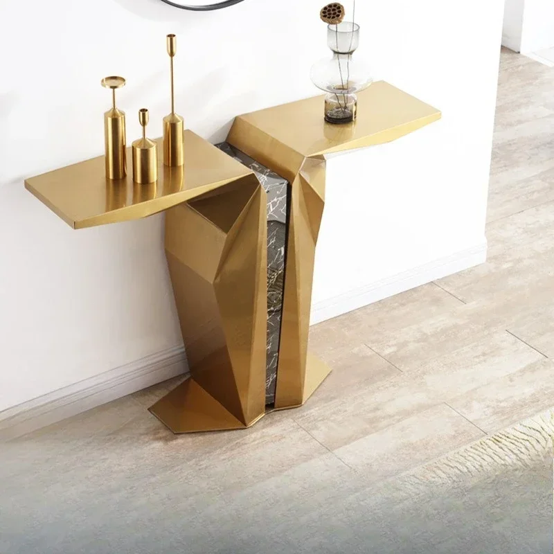 Entrance Italian stainless steel design, light luxury marble entrance platform