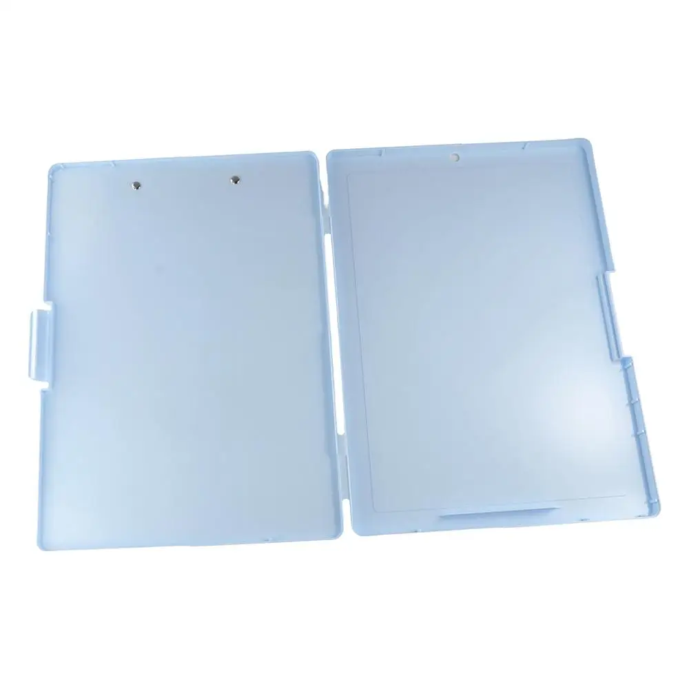 Side Opening A4 File Folder Candy Color with Strong Metal Clip Student Writing Pad Plastic Test Paper Storage Box Office