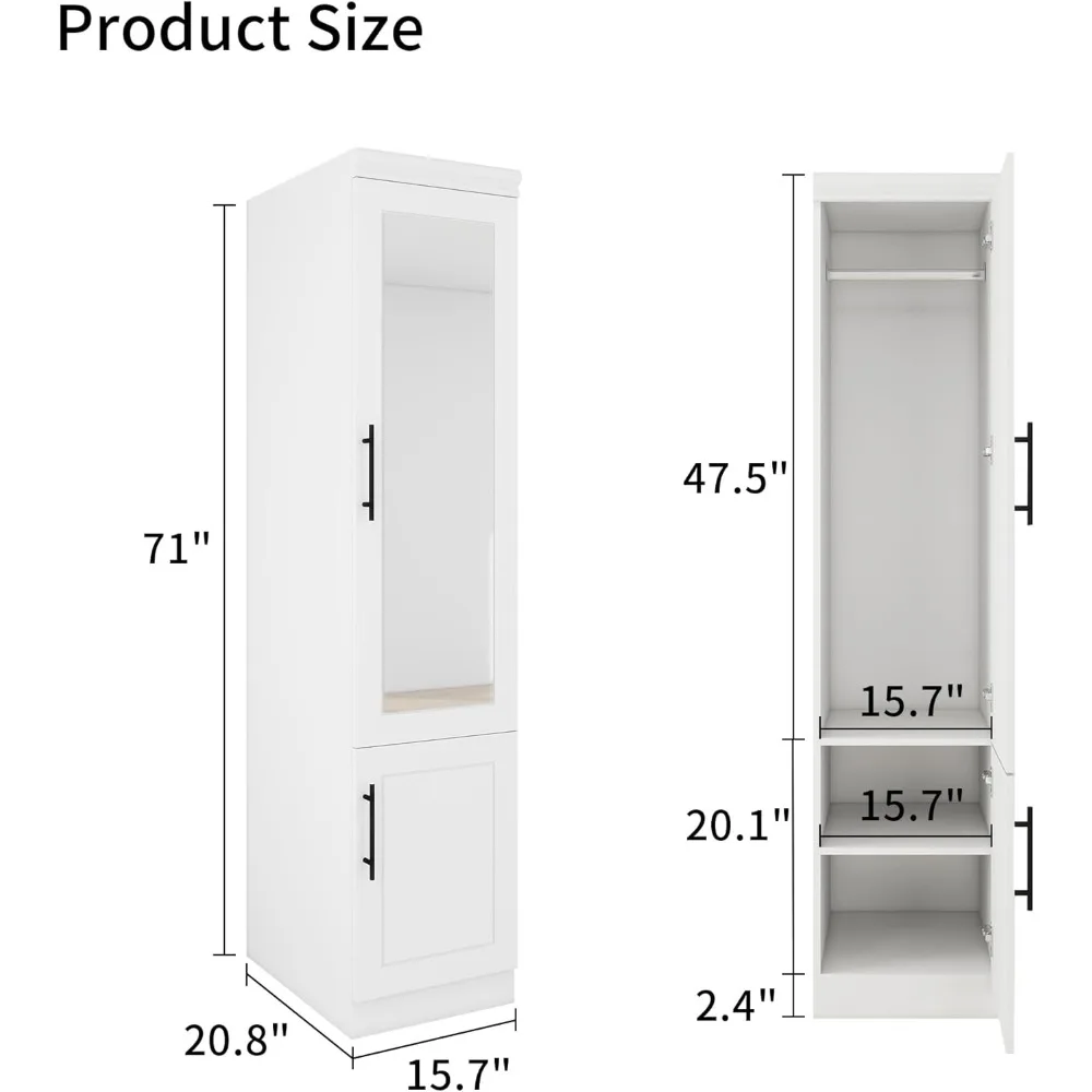 Гардеробный шкаф, шкаф для спальни с дверью, гардеробный шкаф с зеркалом, гардеробный шкаф с подвесным штангой, деревянный шкаф