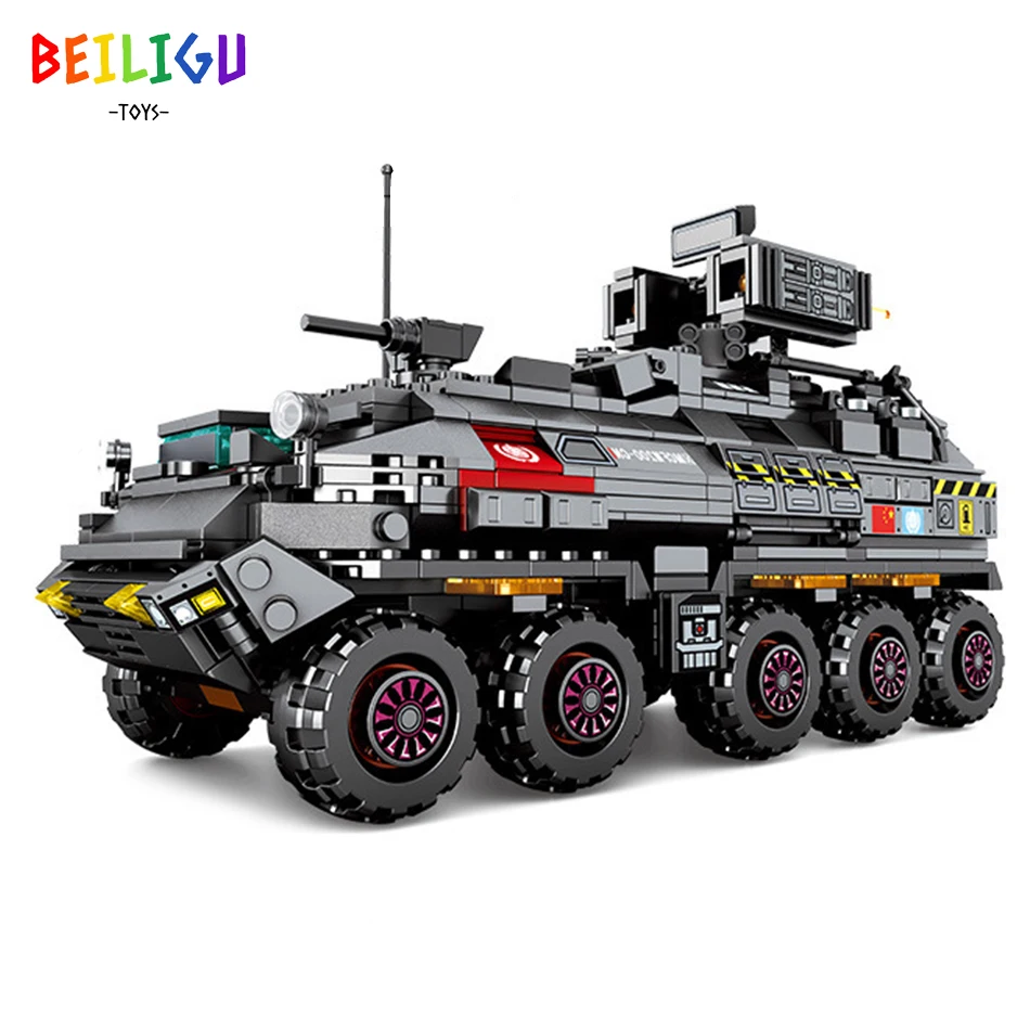 

811 шт., модель транспортного средства «Благодарная Земля», строительные блоки, переноска отряда, военный грузовик, солдатские кирпичи, игрушка для детей, подарок