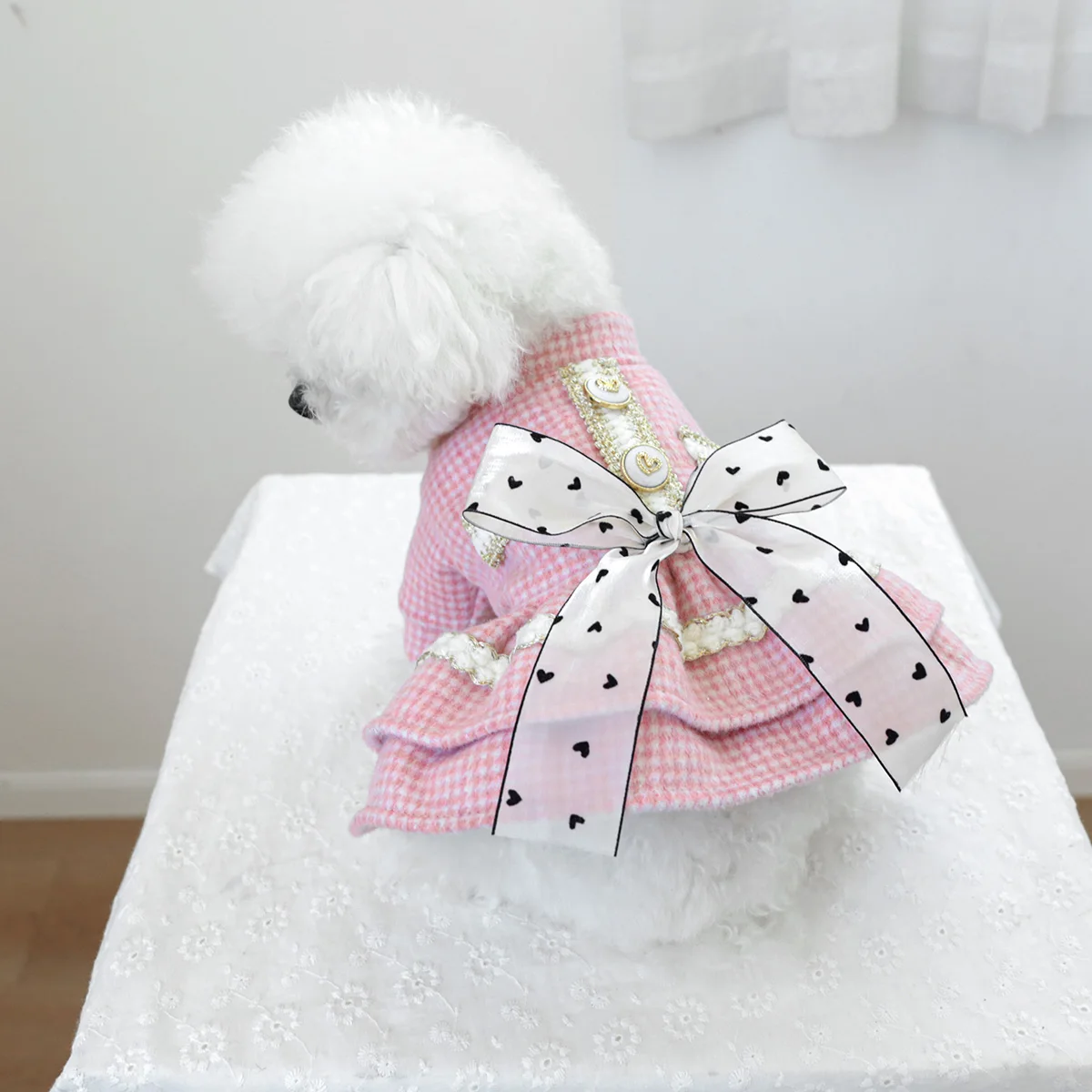 1PC Pet Clothing Dog Cat Autumn/Winter Thick Pink Sweetheart Princess Dress Suitable for Small and Medium sized Dogs