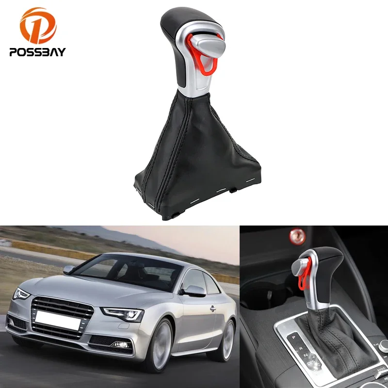 Car Leather Automatic Gear Shift Knob Release Button Accessories for Audi A3 8P A4 B8 A5 A6 C6 Q5 2004-2015 Interior Parts