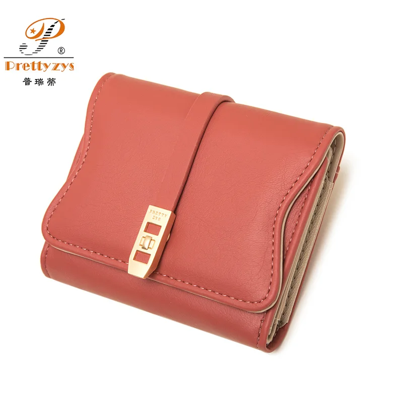 High Capacity Short Wallet for Women Solid Lock Hasp Fashion Mini Coin Purses