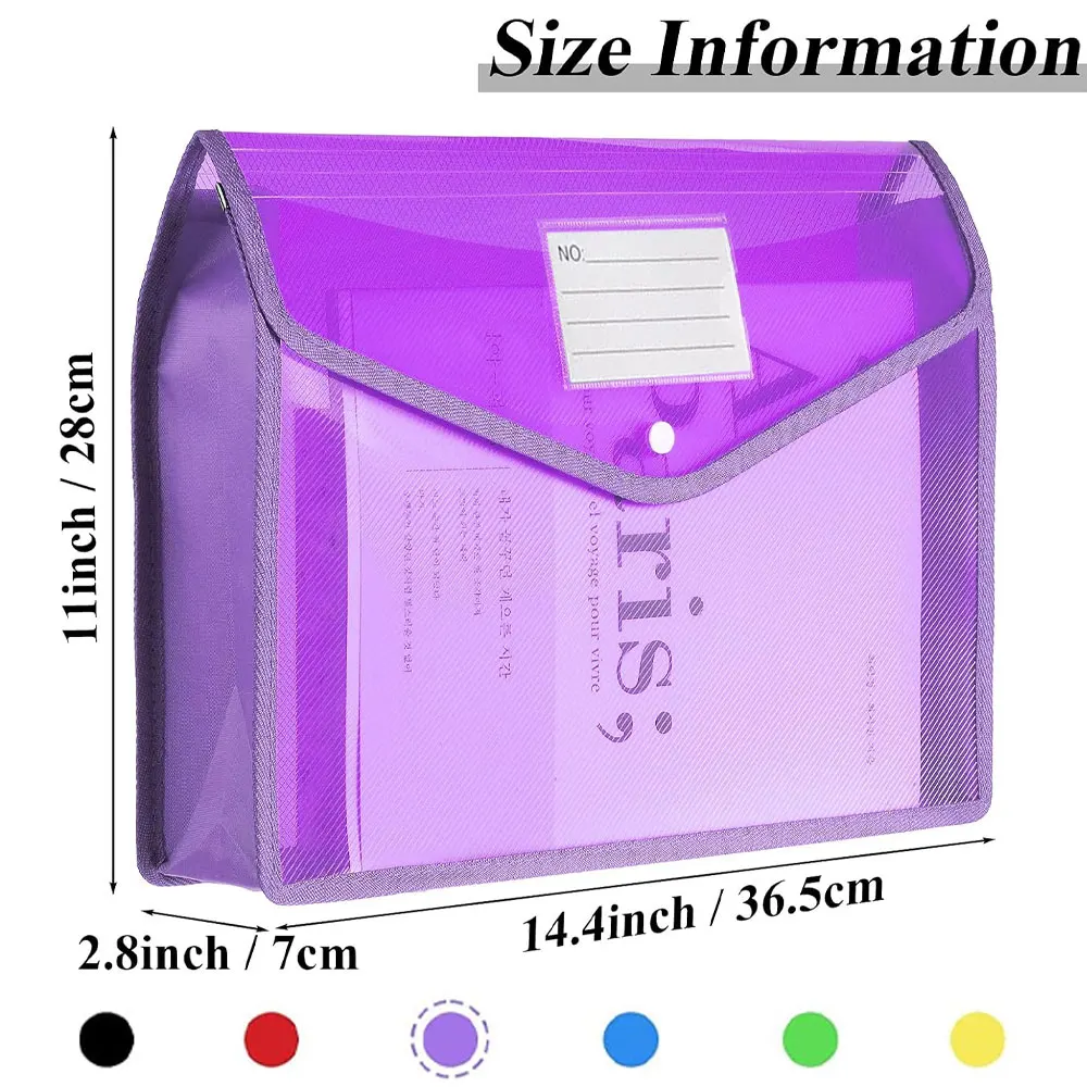 A4 Plastic Document Bag (1-Pack), Large Capacity Expandable Document Bag, with Snap Closure, Transparent Document Storage Bag. image 2