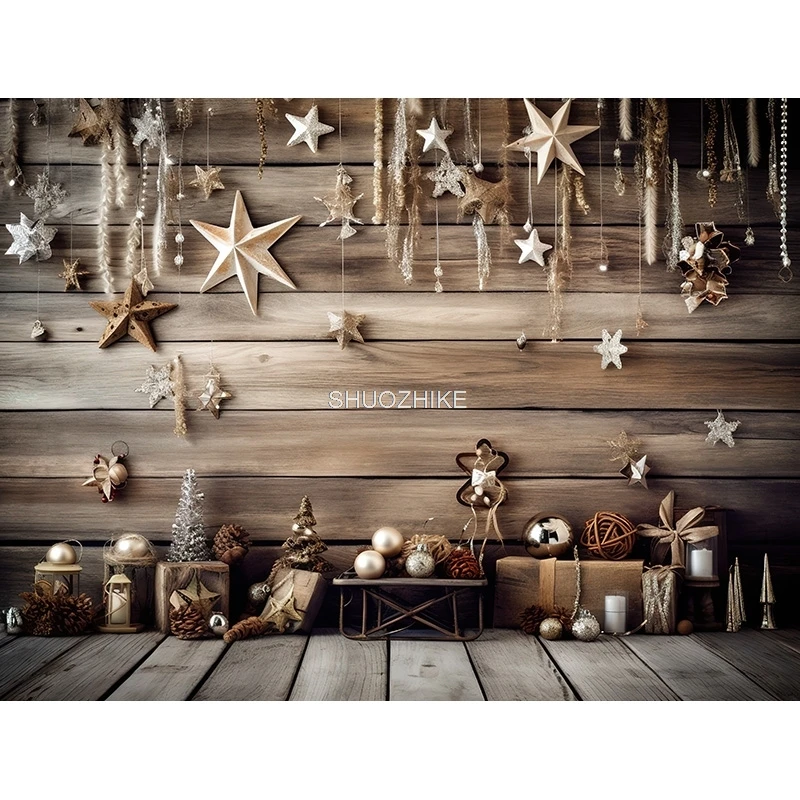 عيد الميلاد يوم خلفيات للتصوير الفوتوغرافي الدعامة الموقد نافذة الشتاء شجرة عيد الميلاد الديكور زهرة جارلاند الخشب الباب خلفية JU-04