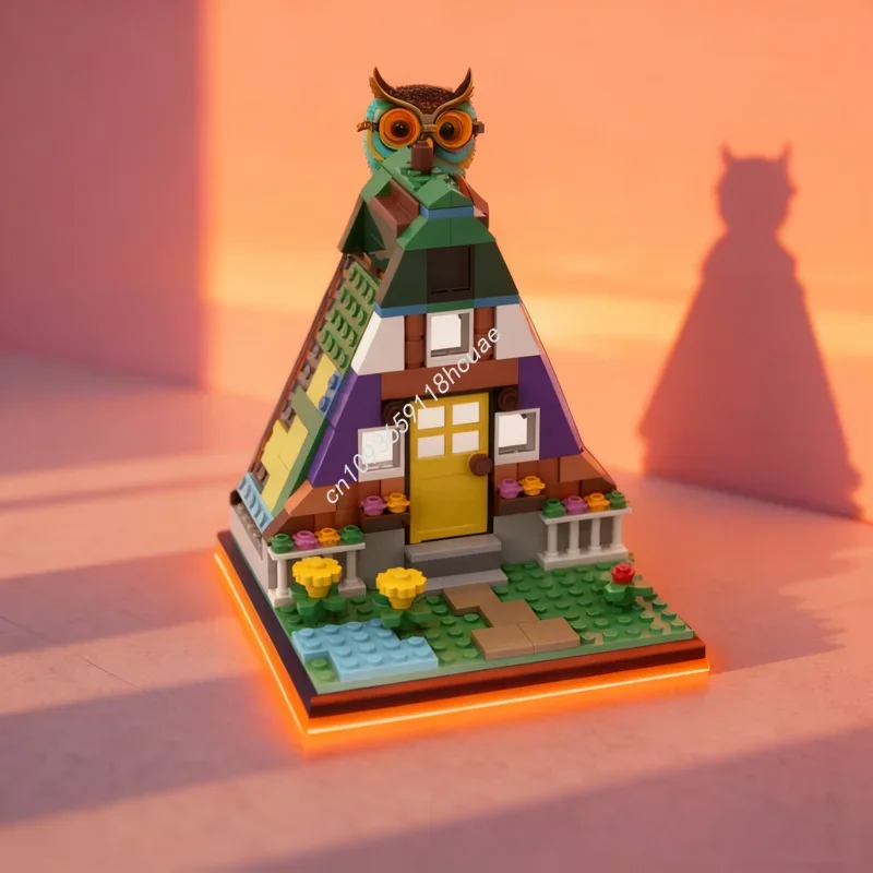 

146 деталей MOC: Классическая модель домика-шале, строительные блоки, архитектурный конструктор, рождественский подарок, игрушка для сборки, творческая идея, кирпичики для детей