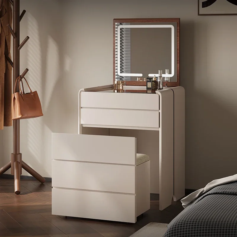 

Белый свет Туалетный столик Спальня Дерево Косметика Макияж Туалетный столик Зеркало Стул Кофе Comoda Pra Quarto Модная мебель