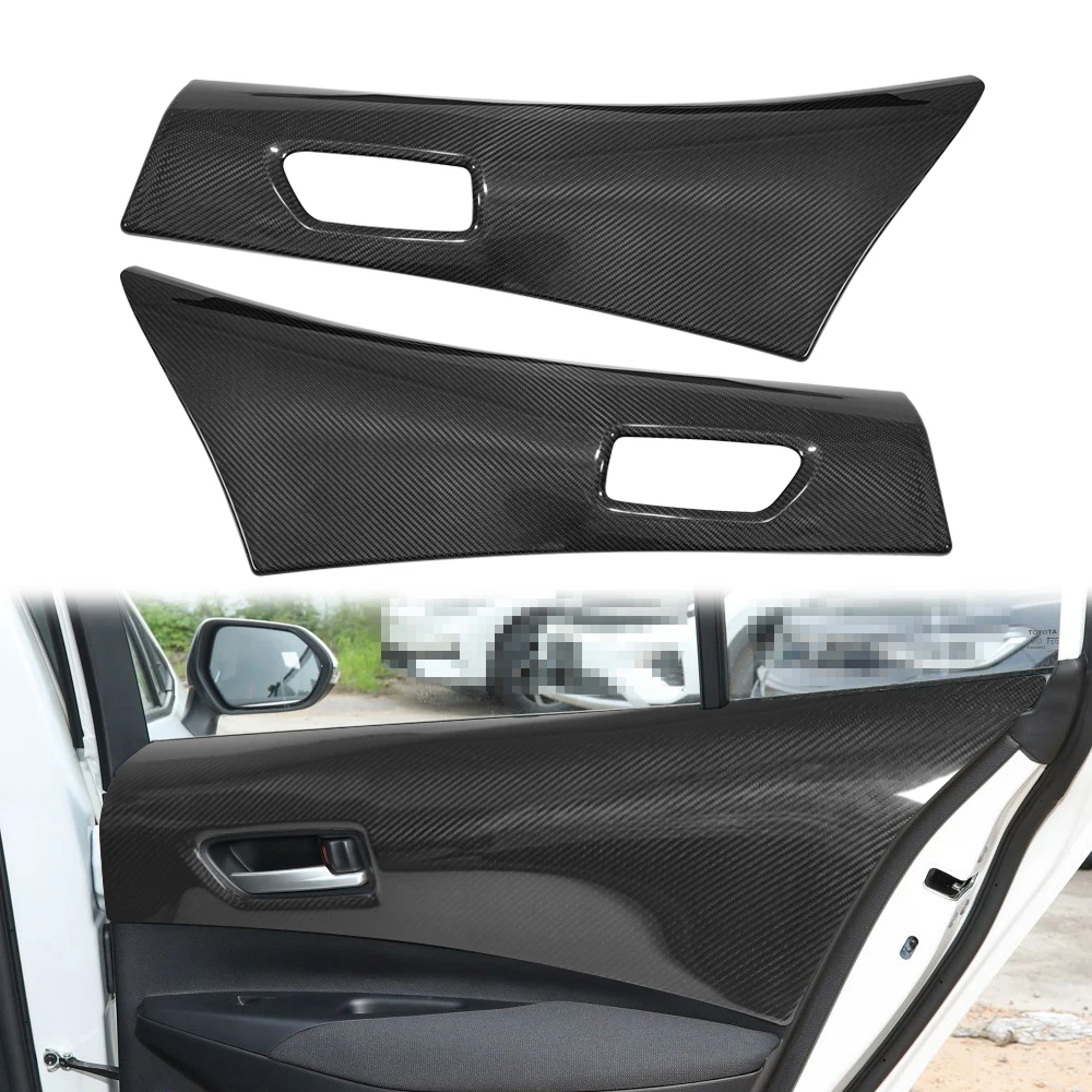 Real Carbon Fiber Car Interior Rear Door Panel Cover Trim Accessories For Toyota GR Corolla 2023up