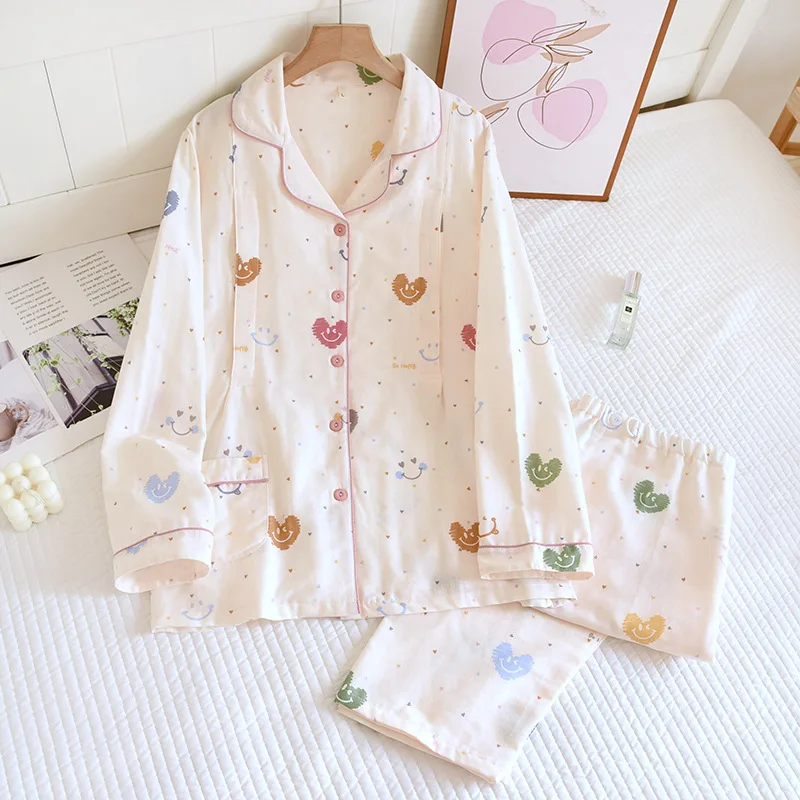 

Gauze Cotton Maternity Pajamas For Breastfeeding Spring Autumn Long Sleeve Feeding Nightie Pregnant Women Sleep Pregnancy
