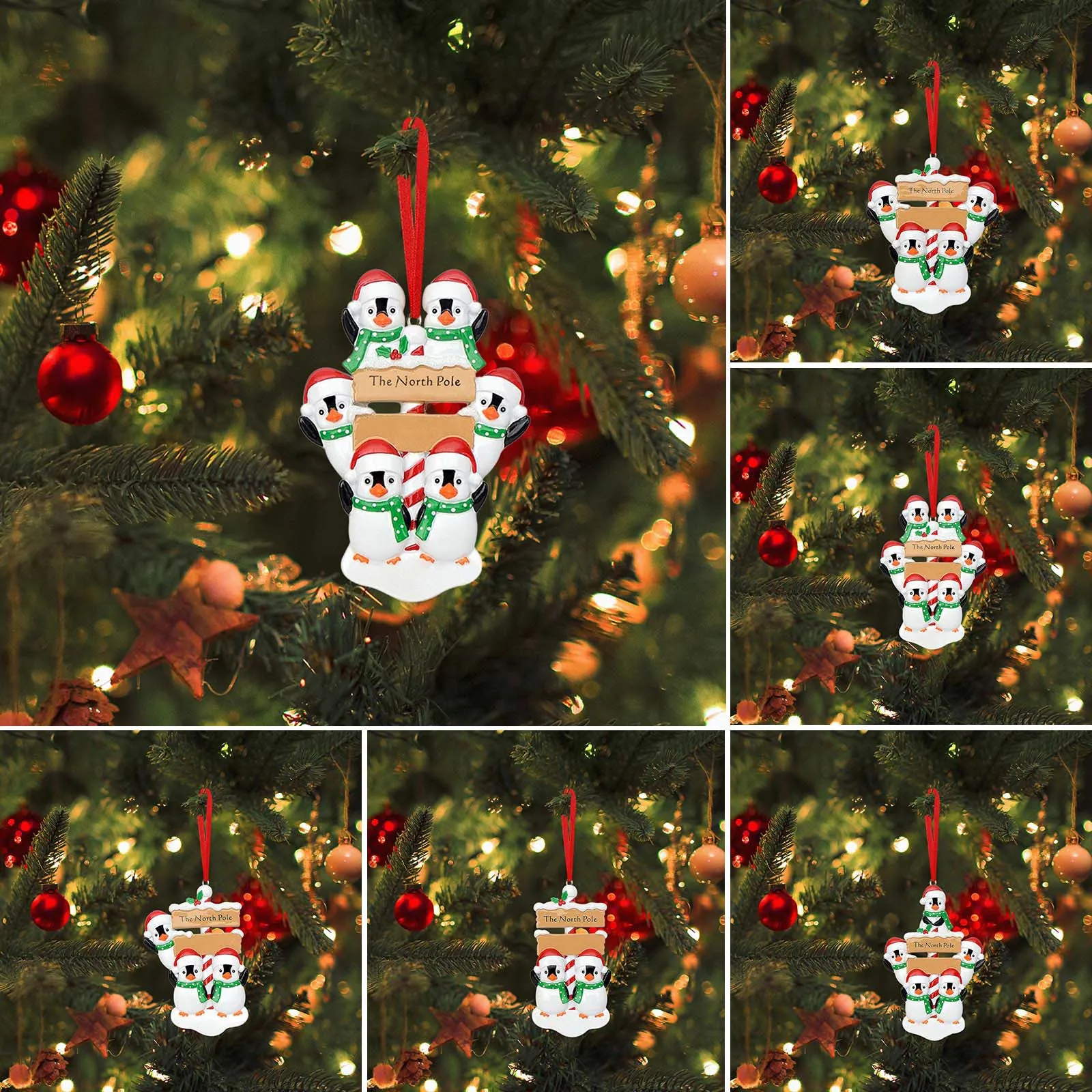 

2023 Christmas Decoration DIY Personalized Lovely Family Resin Toy Penguin Christmas Tree Hanging Pendant Ornament Navidad Decor