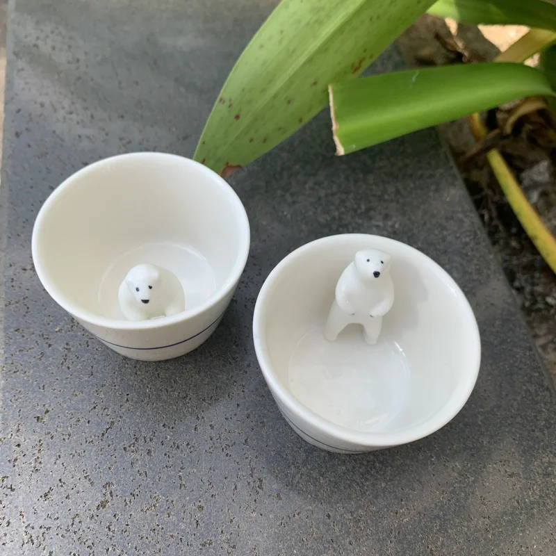 ceramic white cute bear design wine cup mini tea cup coffee Bar Tools Gift For Friends