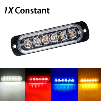 트럭 LED 정속 경고등 그릴 라이트바, 자동차 비콘 램프, 앰버 옐로우 화이트 레드 블루 신호등, ABS, 12V, 24V, 6smd, 1x