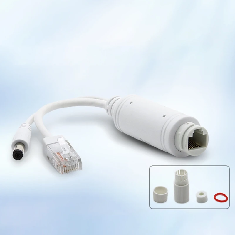 Adaptor Pembagi POE, 48V Hingga 12V, IEEE 802.3af Sesuai 10/100Mbps Hingga 100 Meter untuk Kamera Pengintai