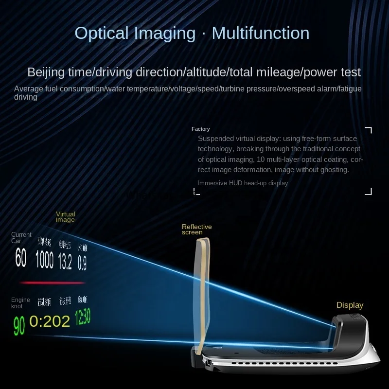 

Universal Smart Gauge Head up Display C3 LCD Mirror Car HUD OBD2 GPS Auto Electronics Multi-alarms Digital Gauge for Car