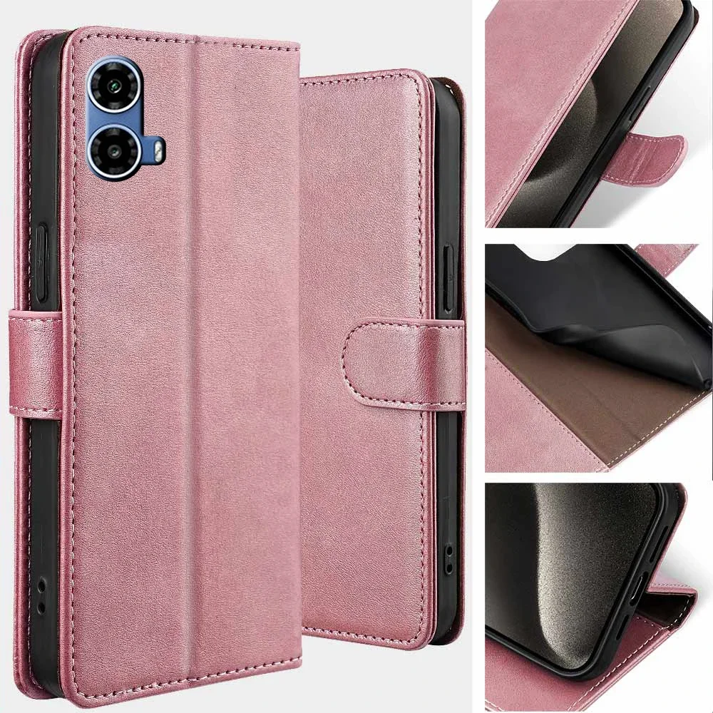 Moto G34 Protect Cover Leather Flip Wallet Case For Motorola G84 G34 G24 G14 G04 G54 5G Eur Edition Phone Bag With RFID Blocking