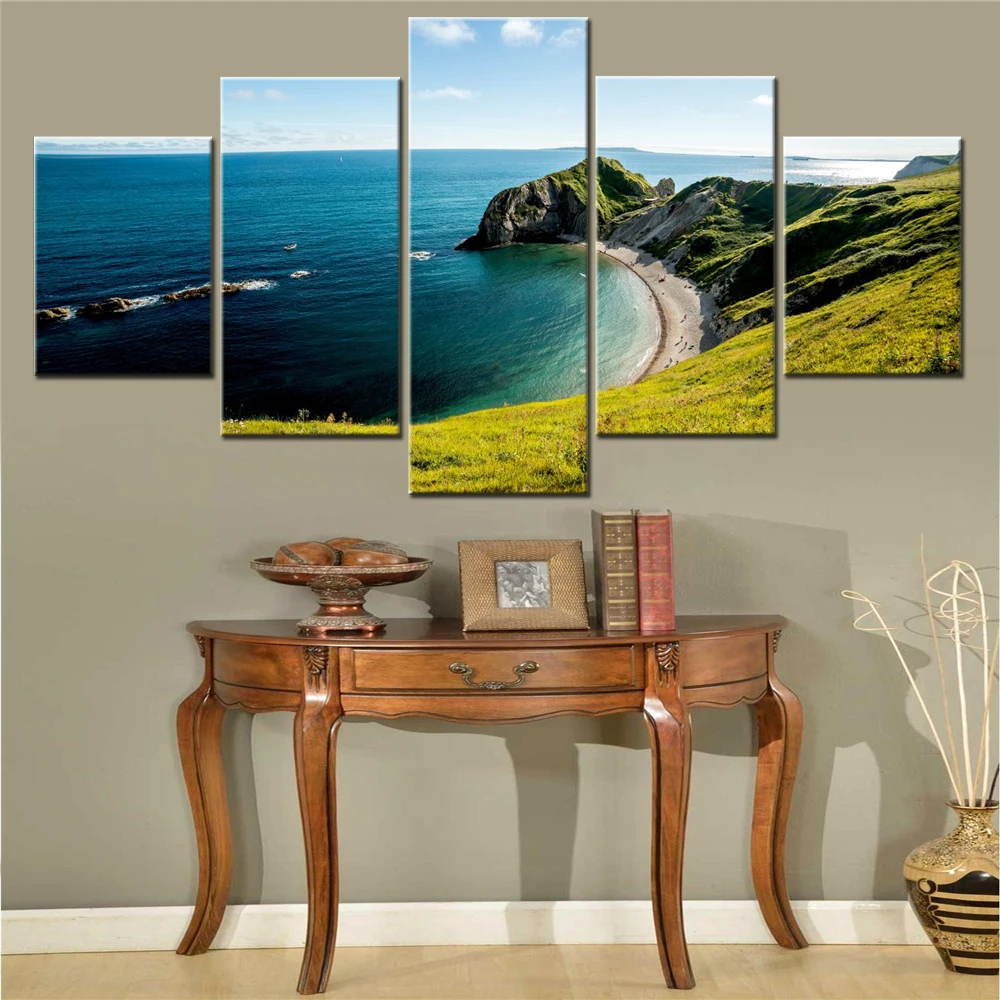 

5 Pieces Canvas Wall Arts Landscape Poster Painting Ature Durdle Door Coastline Wallpaper Home Decor Picture Printing Mural