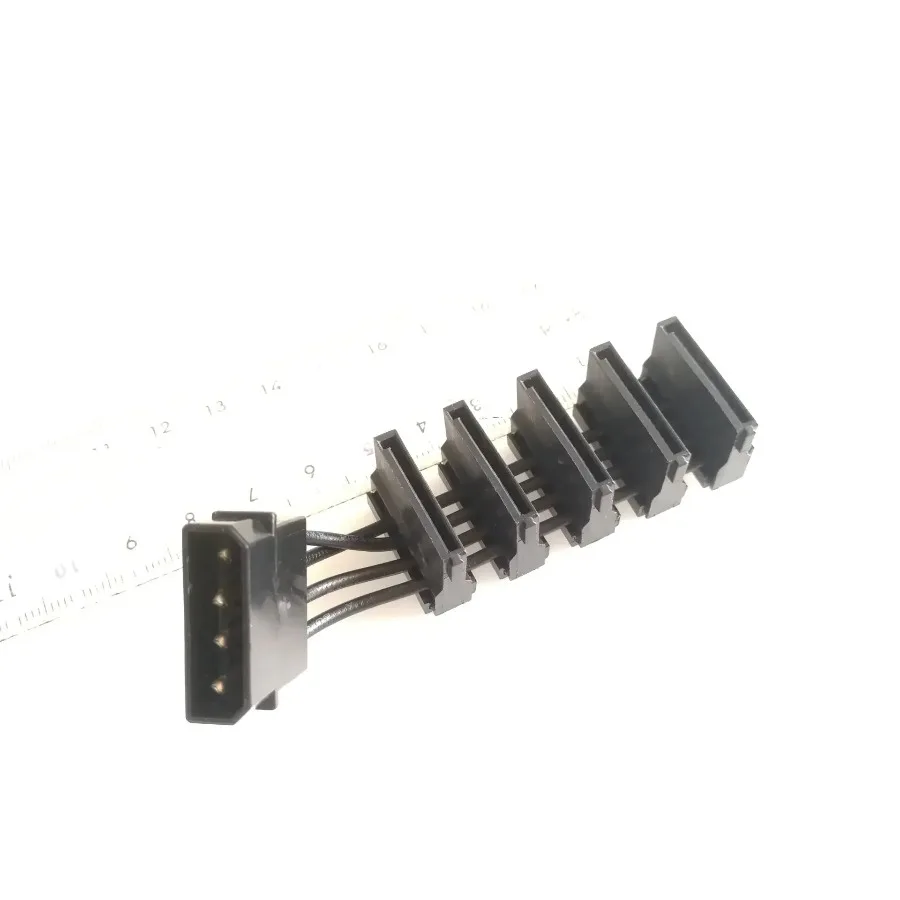 Extremely Short PC Desktop Computer D 4Pin IDE Molex 1 to 5 SATA Splitter 18AWG ATX Power Supply Cable 10cm