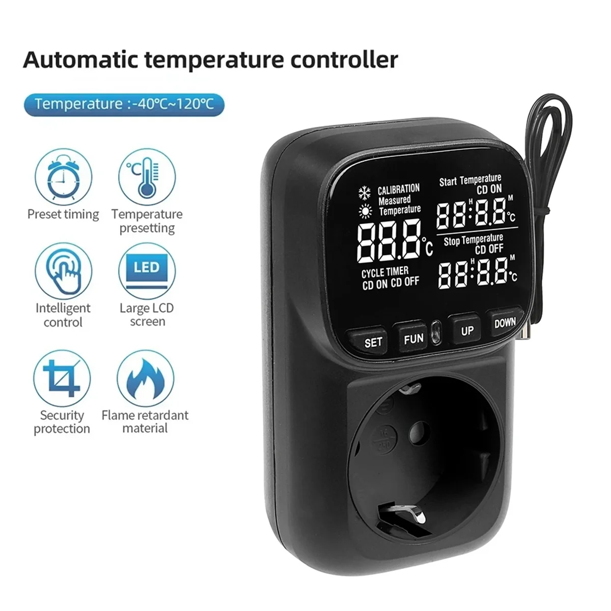 

Digital Temperature Controller Socket with Timer Switch Heating Cooling for Refrigerator Aquaculture 230V EU Plug