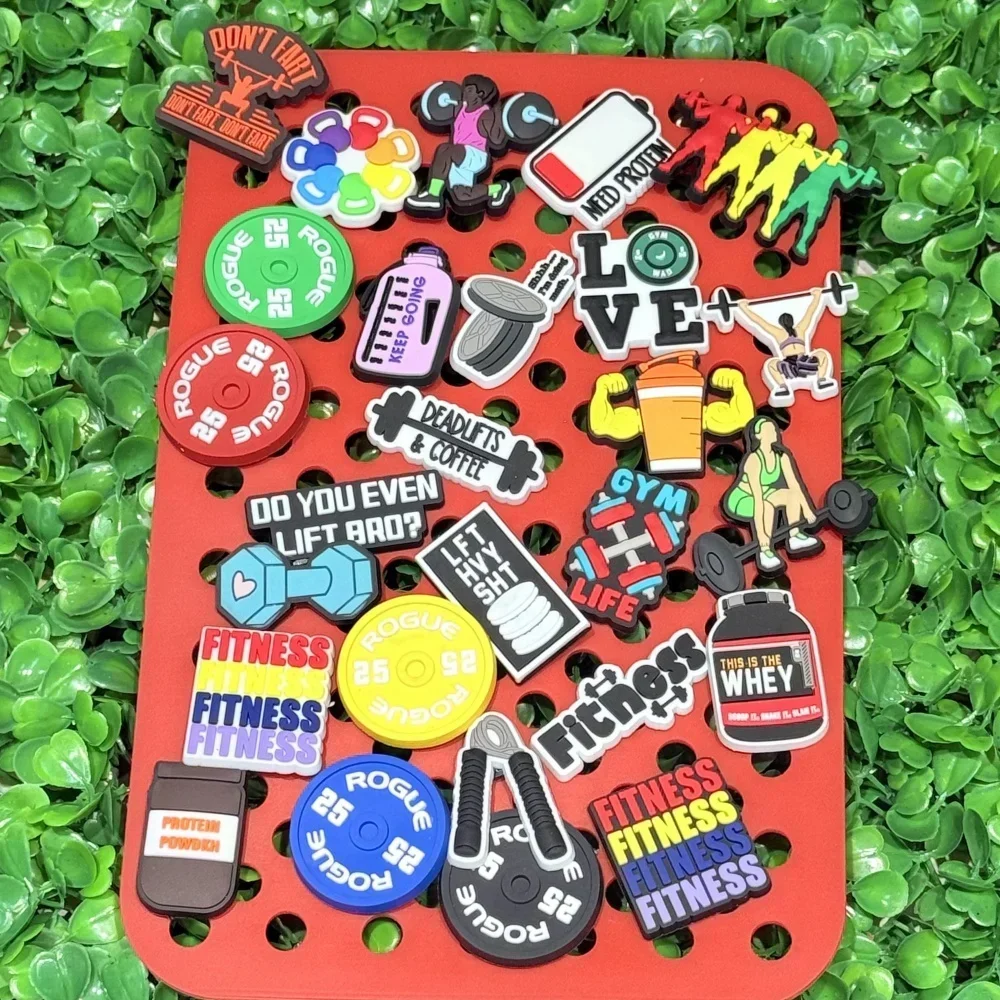 16/23/24/27/100Pcs Sports Volleyball Football Running GYM Tennis Keep Going Fitness PVC Shoes Buckle Charms Accessories DIY Clog