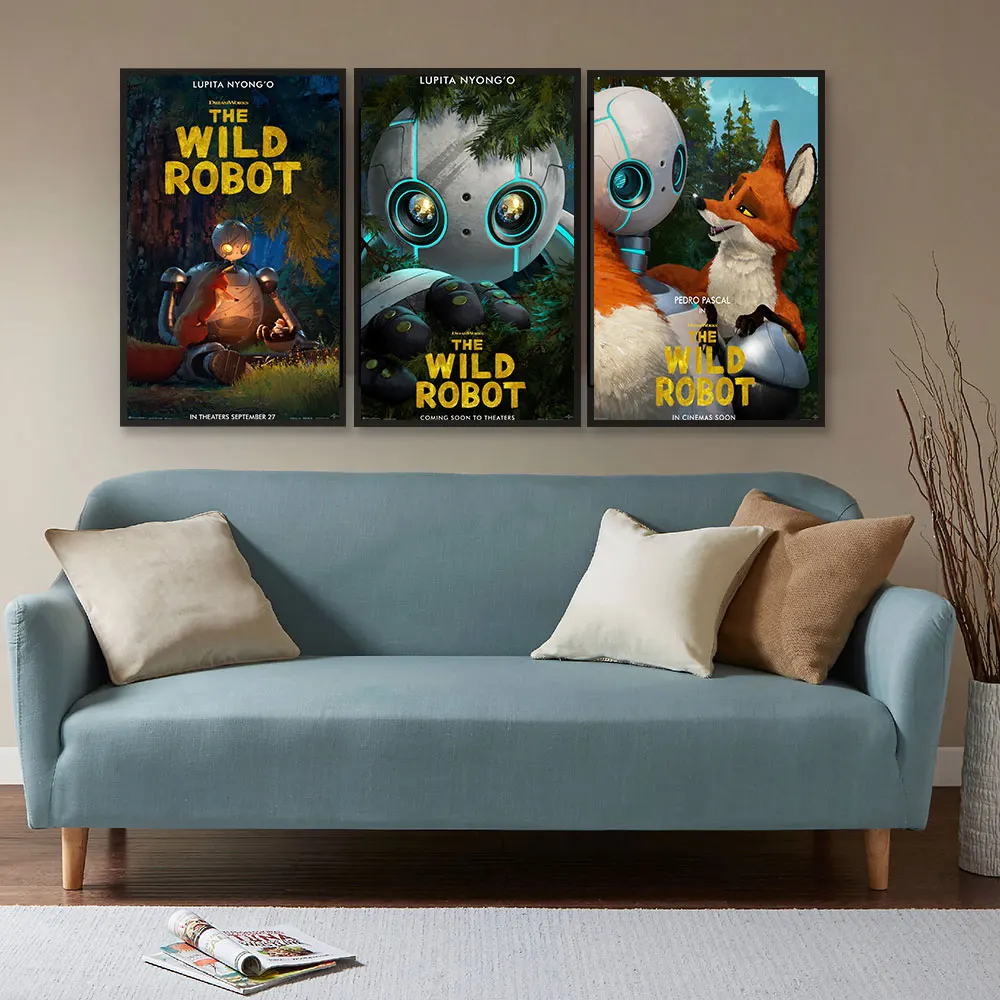 Disney Excellent Movie The Wild Robot Wall Art Cartoon Characters Canvas Poster  Decor Boy  Room Decorate Gifts