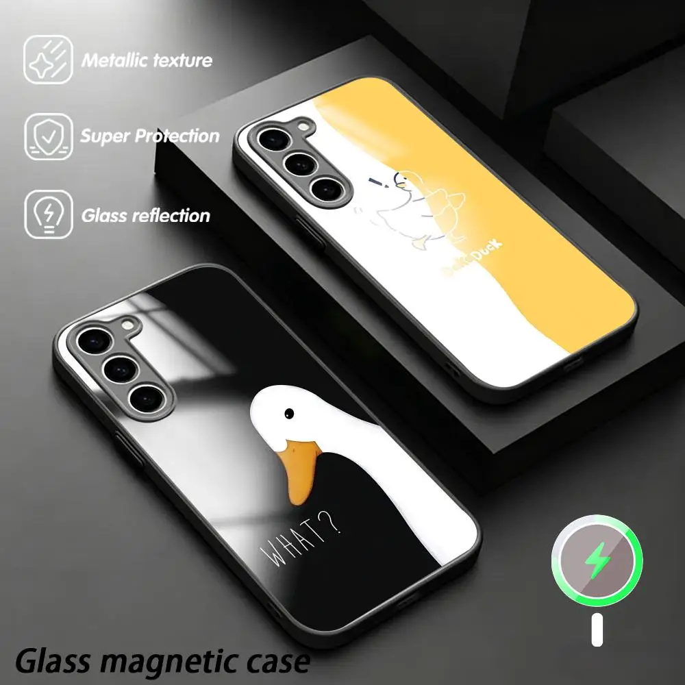 Cartoon duck cute pattenr ins Phone Case For Samsung S26 S25 S24 S23 S22 S21 Plus Ultra Fold A Glass Magnetic Case
