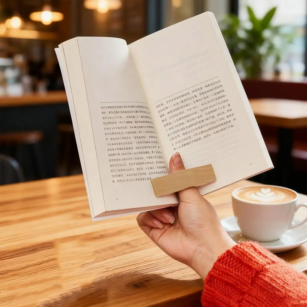 快適なグリップのブックツール、人間工学に基づいた木製ブックページホルダー、読書時の快適さのための親指リング、パーソナライズされたカスタム刻印木製