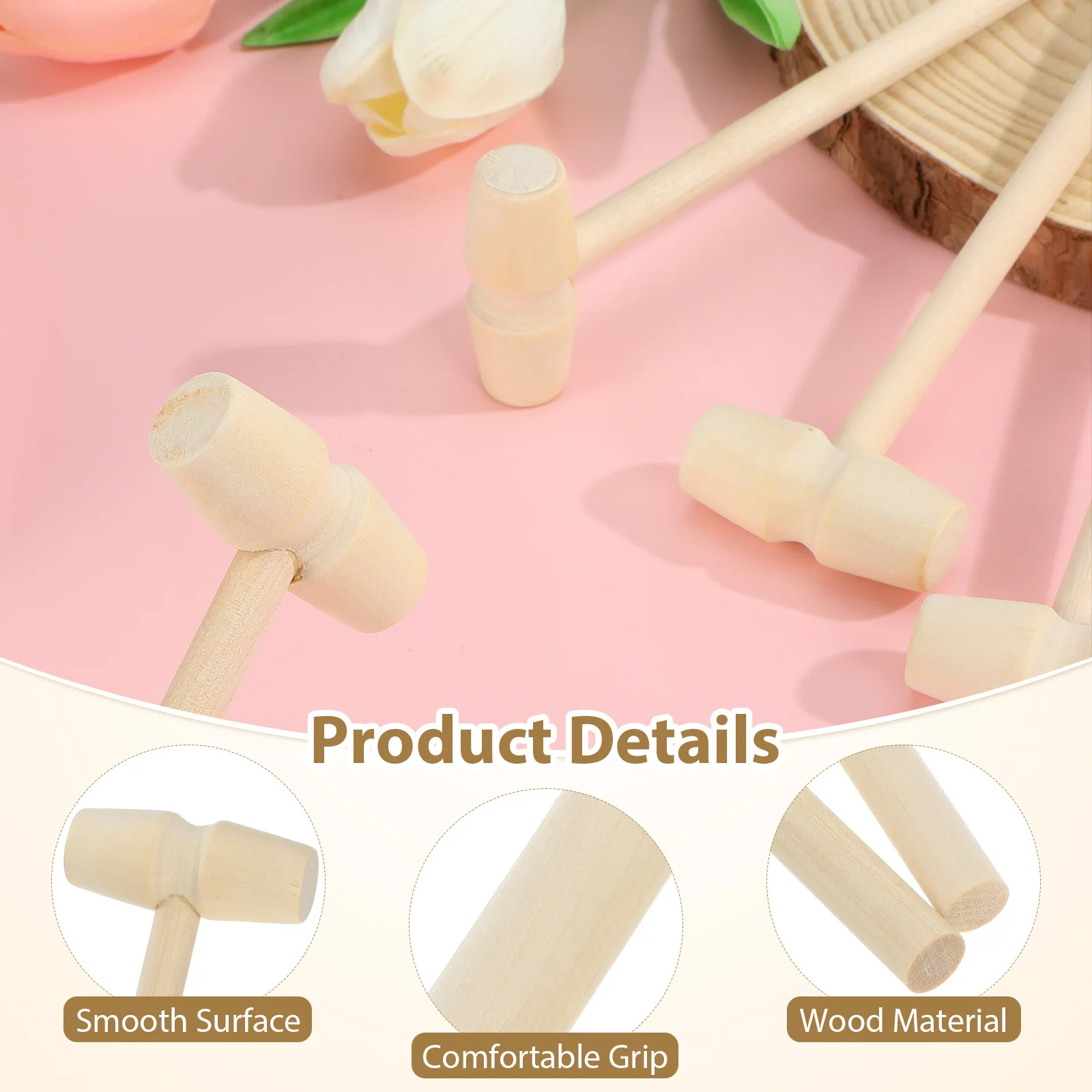 Mini marteau en bois, maillet, outil de battement éducatif créatif pour nourrissons, pour garçons et filles, développement des compétences de Coordination œil-main, 20 pièces