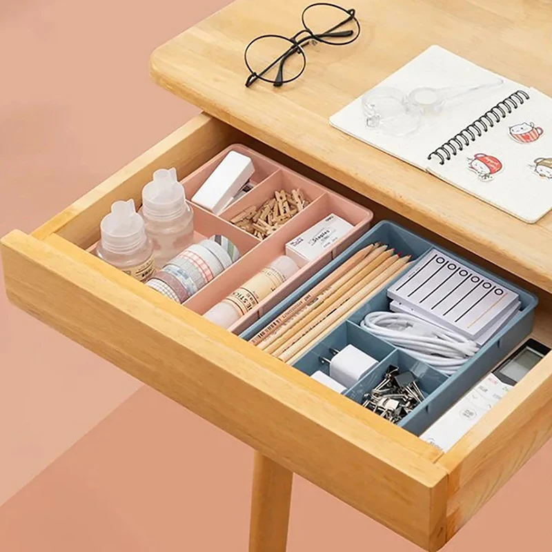 Desk Drawer Organizer Stackable Multi-cell Desktop Storage Bin Tray Multi-Purpose Divider Container for Household Office Home