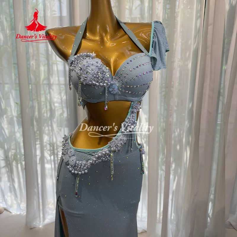 BellyDance Costume for Women Customized Exquisite Pearl Tassel Performance Costume Adult Oriental Dance Competition Clothing
