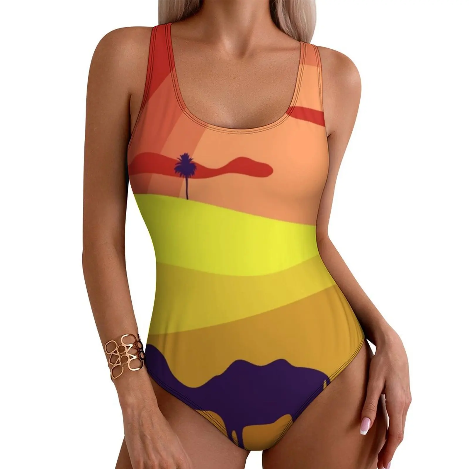 

Desert Cosmic Swimsuit Sunset Sky Print Push Up Swimwear One Piece Holiday Swim Bathing Suits Swimsuits Beach Wear Large Size