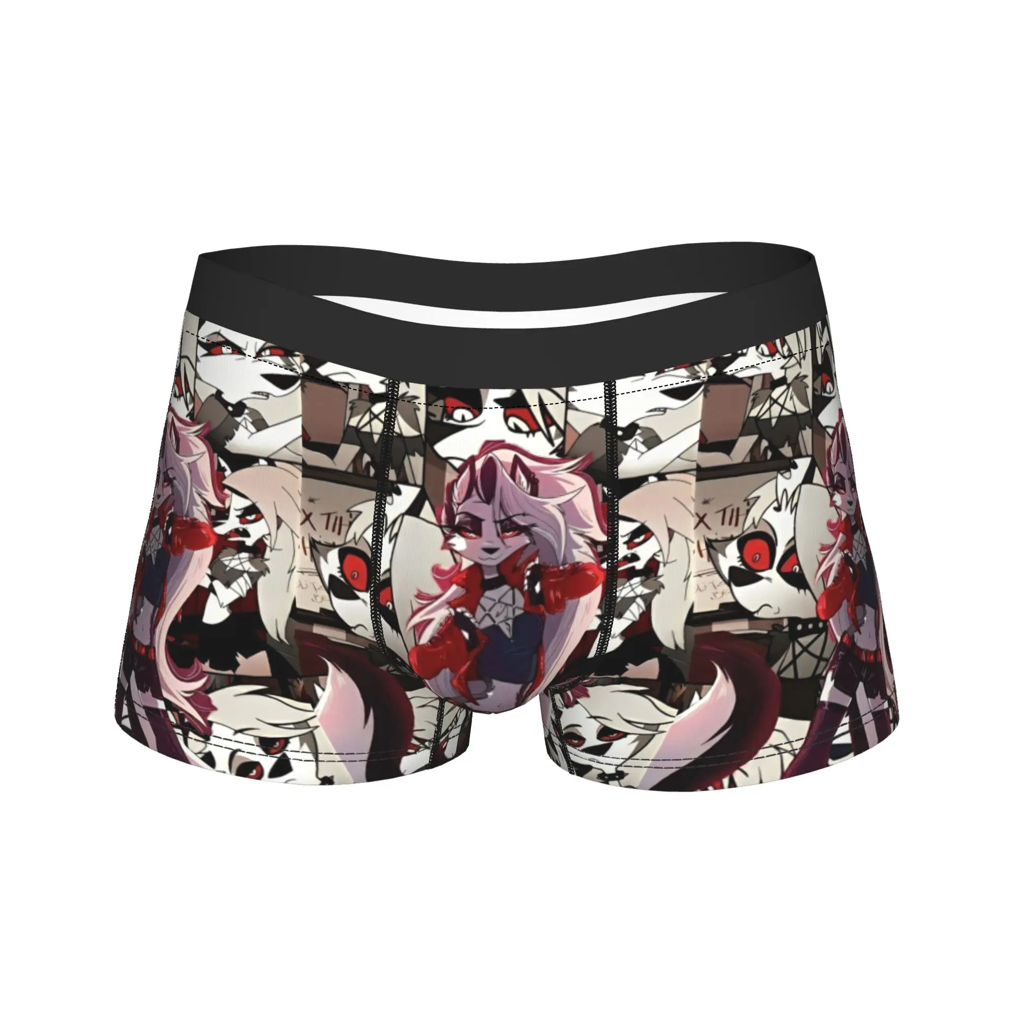 

Мужские трусы-боксеры в стиле аниме Helluva Boss, шорты, нижнее белье из полиэстера, черные комедийные мужские трусы, новинка, трусы больших размеров