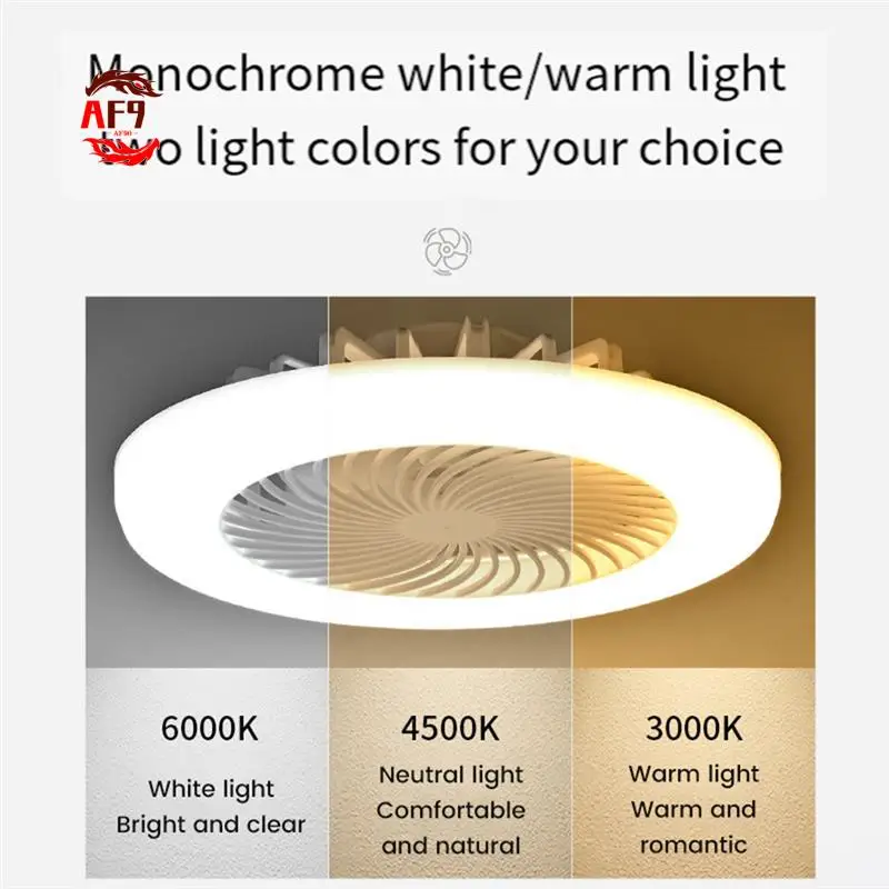 

AF90-Ceiling Fan With Lights ,E27 Enclosed Low Fan Light Electric Fandelier With Remote Control Three Colors