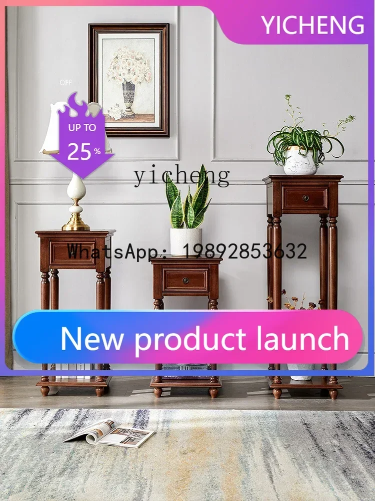 

gz7ZSolid Wood American Flower Rack Living Room Multi-Layer Small Coffee Table Bedside Cabinet