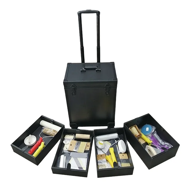 4 in 1 Multifunctional Trolley  paint tools Case with Detachable 360 Degree Wheels Rolling Case