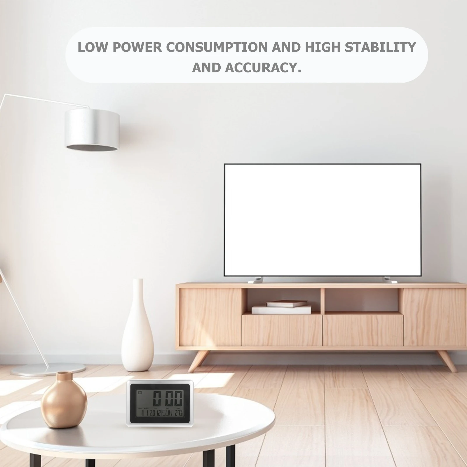 

Digital Alarm Clock Electronic LCD Bedroom Bedside Desktop Wall Clock Temperature Display Large Screen Low for Family
