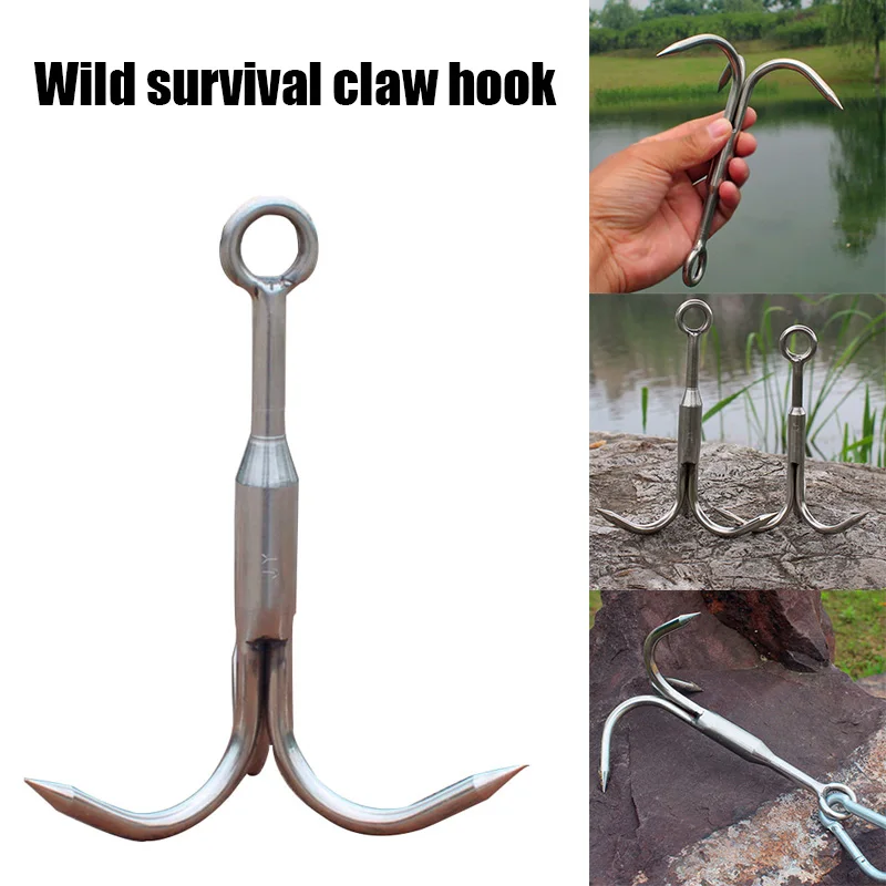 

13CM Grappling/Grapnel Hook 3-Claw Stainless Steel Tree Climbing Hook Outdoor Hiking Walking