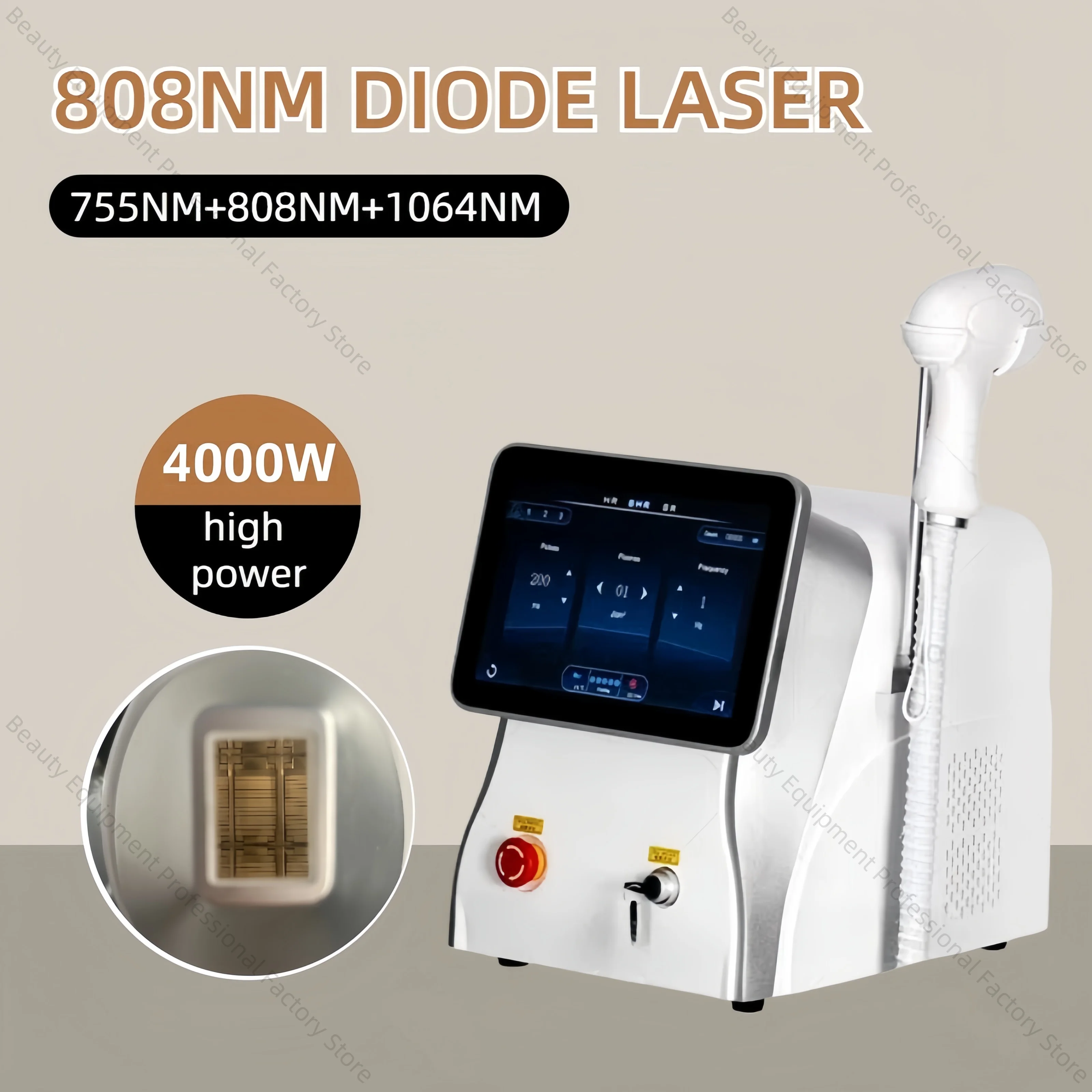 

808 Epilator 3 Wavelength Diode Laser Hair Removal Machine 808 755 1064 Freezing Point Painless Permanent Hair Removal Device