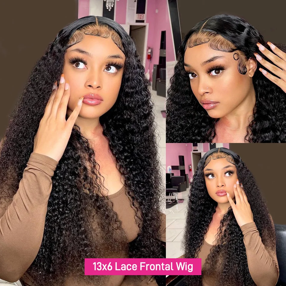 Kinky Curly 13x6 HD Lace Frontal Wig Afro Curly Lace Front Human Hair Wigs 250% Full Human Hair Lace Wigs on Clearance Sale image 4