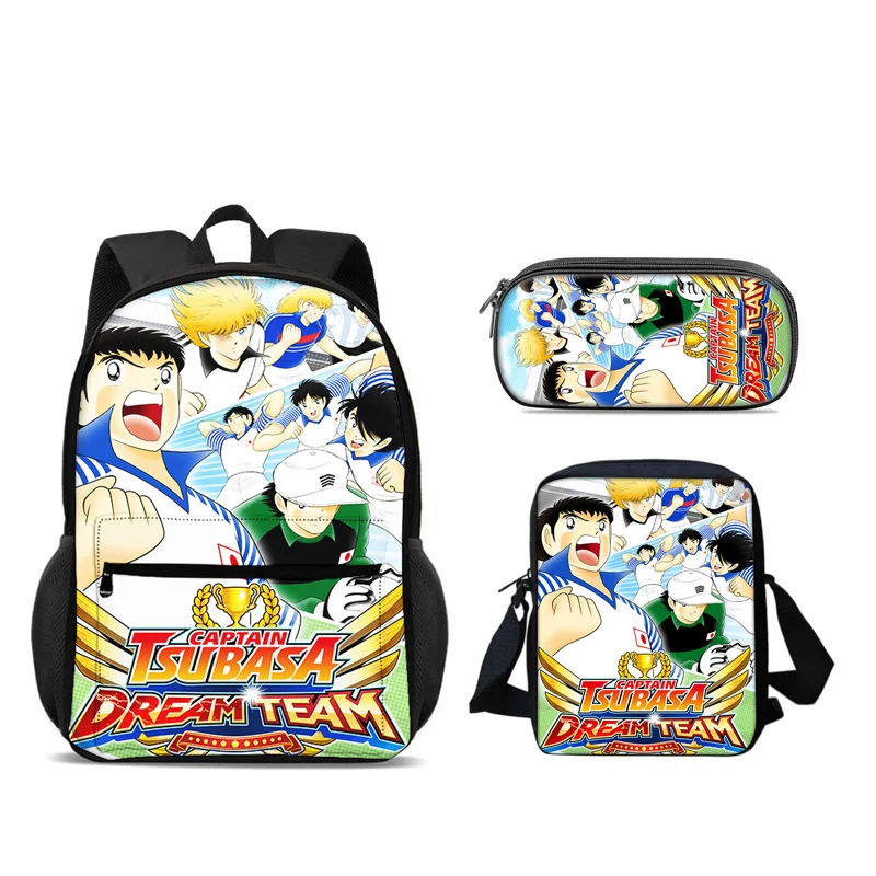 Captain Tsubasa Backpack Pen Bag Shoulder Bag 3pcs Set Versatile  Large Capacity Boy and Girl School Birthday Best Gift