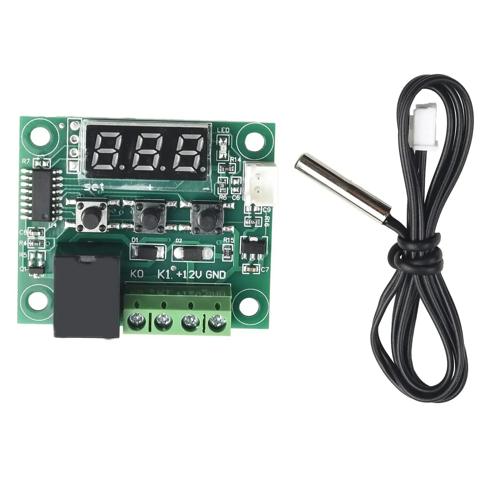 Digital Thermostat Temperature Waterproof Sensor 20A Relay 48.5 X 40mm Attract Current ≤ 65mA DC 12V Digital Thermostat