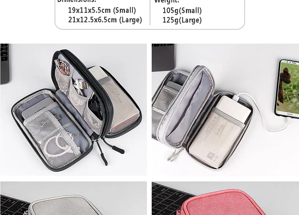 Reise-Organizer, Organizer für Elektronik-Zubehör, tragbar, wasserdicht, doppellagig, Aufbewahrungstasche für Kabel, Festplatte, Powerbank – Detail 14