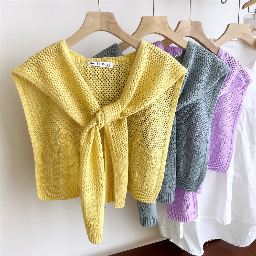 

Cashmere Wool Feeling Knit Women Fake Collar Shawl Summer Air Conditioned Shoulder Protect Cervical Spine Thicken Warm Scarf